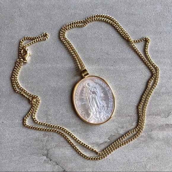 A Mermaid's Epiphany Jewelry - 🆕LAST Boho Mother Mary 14K Carved Shell Necklace